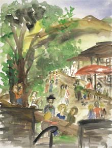 Das Dorffest in Seeba (Aquarell, 2008)
